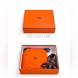Hermes Orange Gift Box with Brown Ribbon